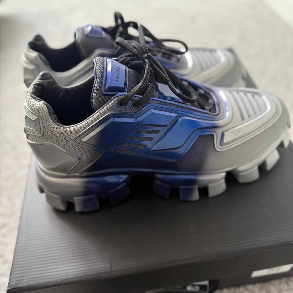 Prada Gray and Blue Futuristic Sneakers - Picture 6 of 8